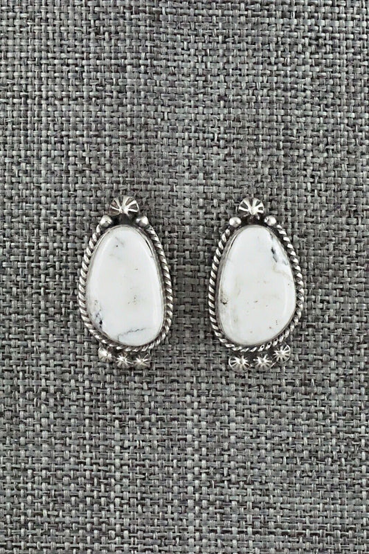 White Buffalo & Sterling Silver Earrings - Sheena Jack