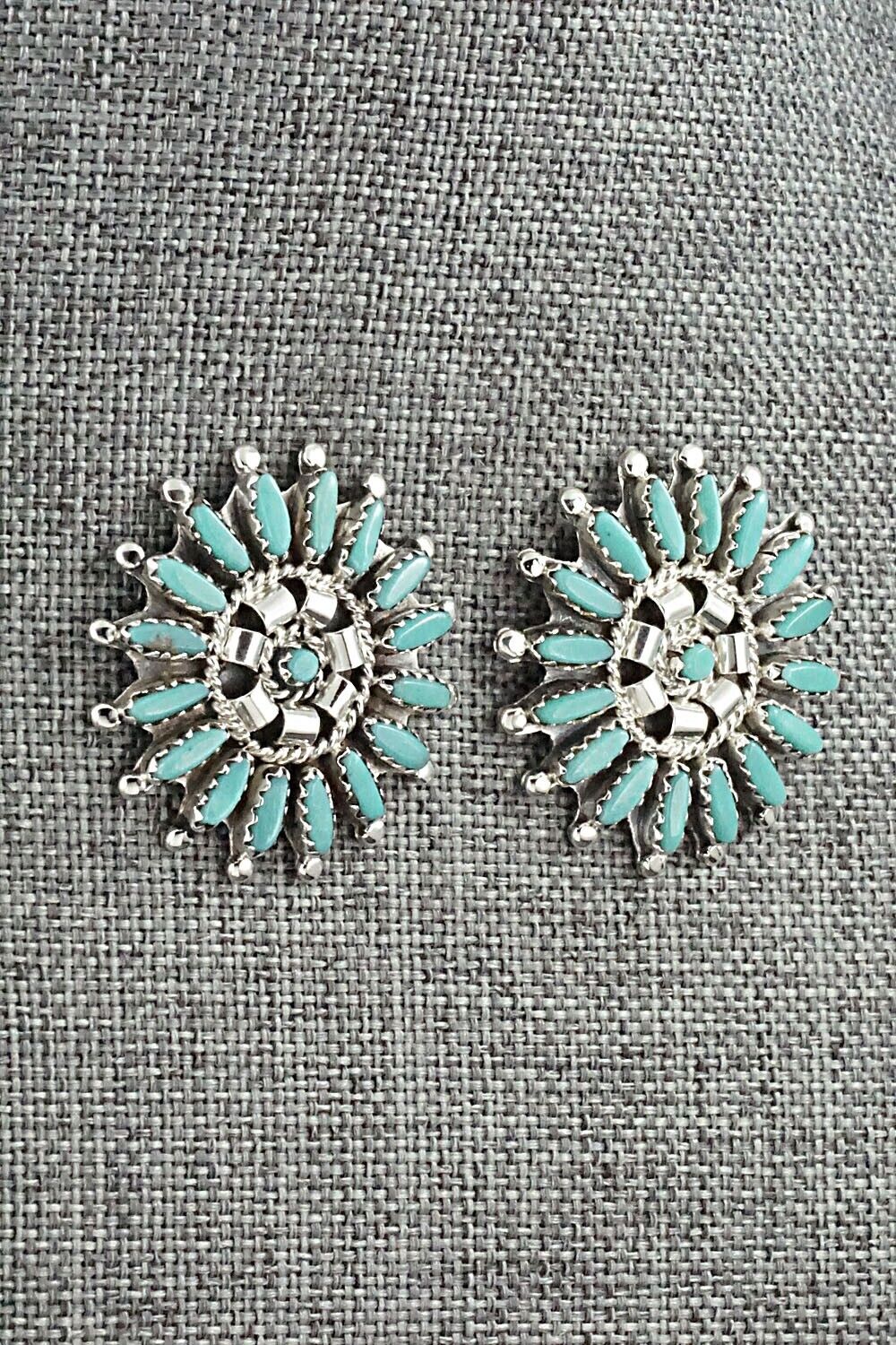 Turquoise & Sterling Silver Earrings - Nathaniel Nez