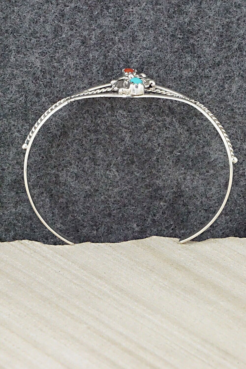 Turquoise, Coral & Sterling Silver Bracelet - William Begay