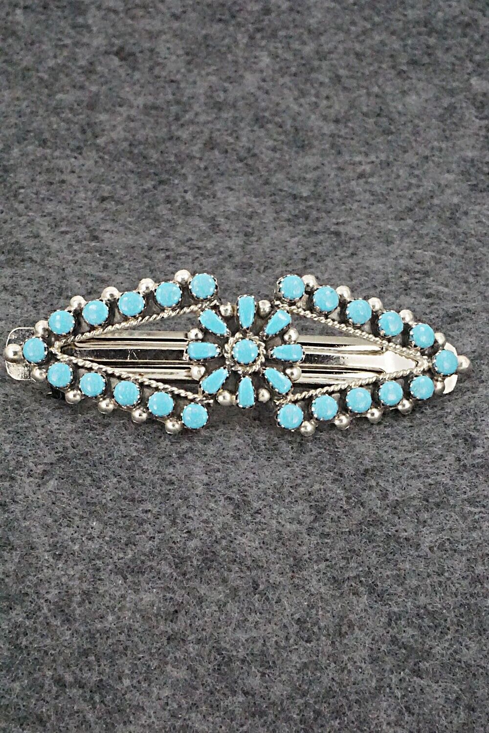 Turquoise & Sterling Silver Hair Barrette - Karen Booqua