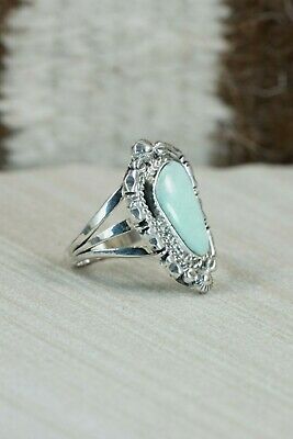 Navajo Turquoise & Sterling Silver Ring - Samuel Yellowhair - Size 9.25