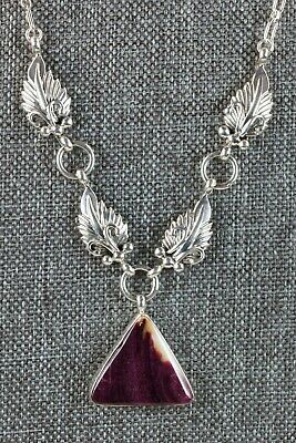 Navajo Spiny Oyster & Sterling Silver Necklace - Samuel Yellowhair