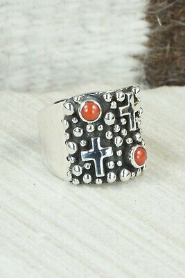 Coral & Sterling Silver Ring - Raymond Coriz - Size 9