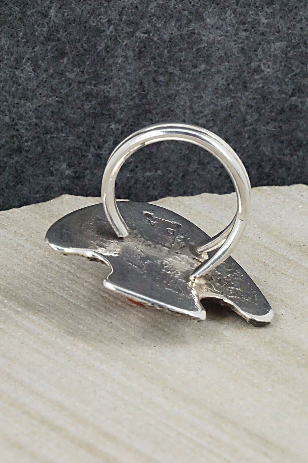 Coral & Sterling Silver Ring - Delbert Arviso - Size 8.25