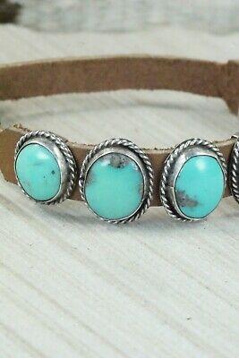 7 Stone Turquoise, Sterling Silver and Leather Bracelet - Danny Martinez - High Lonesome Trading
