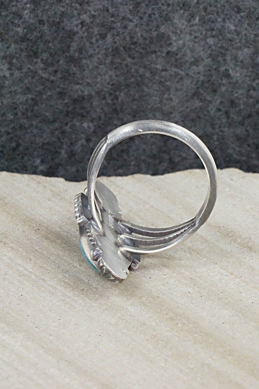 Turquoise & Sterling Silver Ring - Samuel Yellowhair - Size 7.75