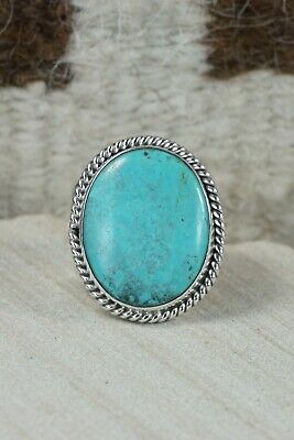 Navajo Turquoise & Sterling Silver Ring - Jeanette Saunders - Size 11.75