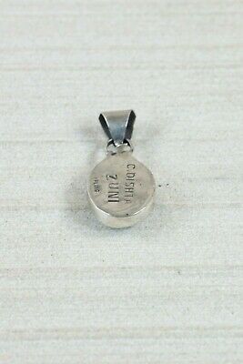Zuni Inlay Turquoise & Coral Sterling Silver Pendant - Charlotte Dishta - High Lonesome Trading