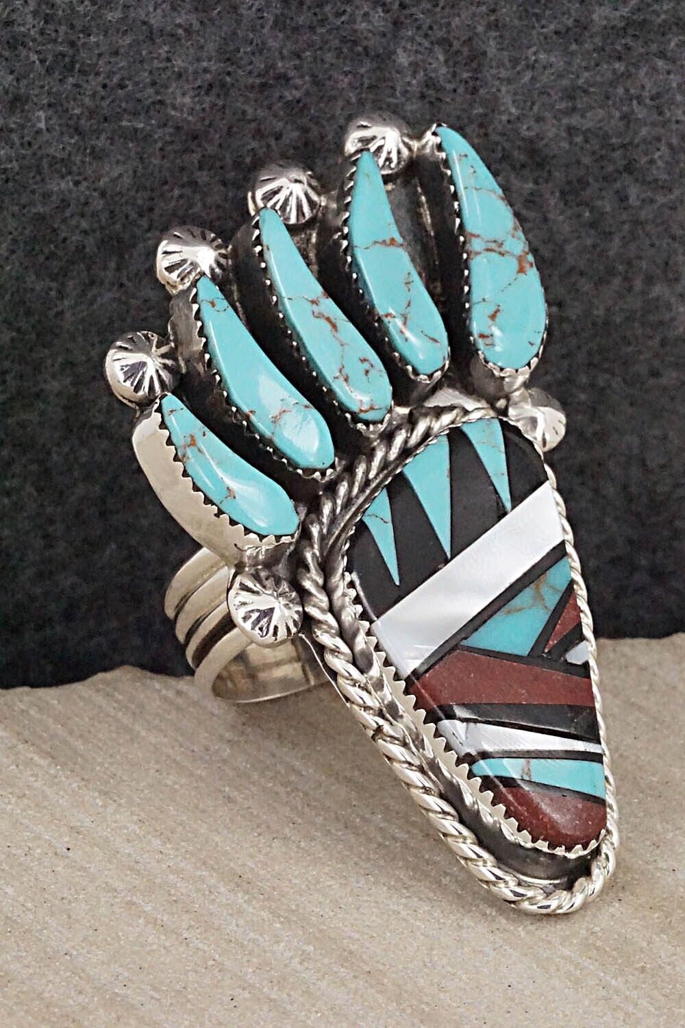 Multi-Stone & Sterling Silver Ring - Ben Livingston - Size 9.5