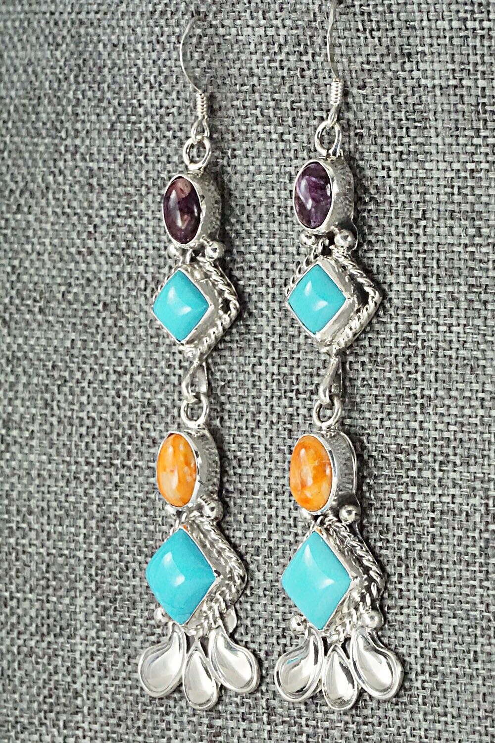 Turquoise, Spiny Oyster & Sterling Silver Earrings - Sharon McCarthy