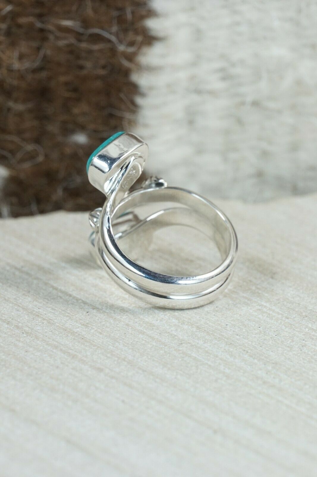 Navajo Turquoise and Sterling Silver Ring - Bobby Platero - 6.75