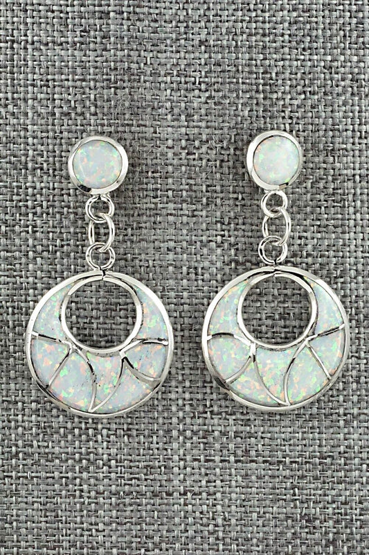 Opalite & Sterling Silver Inlay Earrings - Delorna Lahi