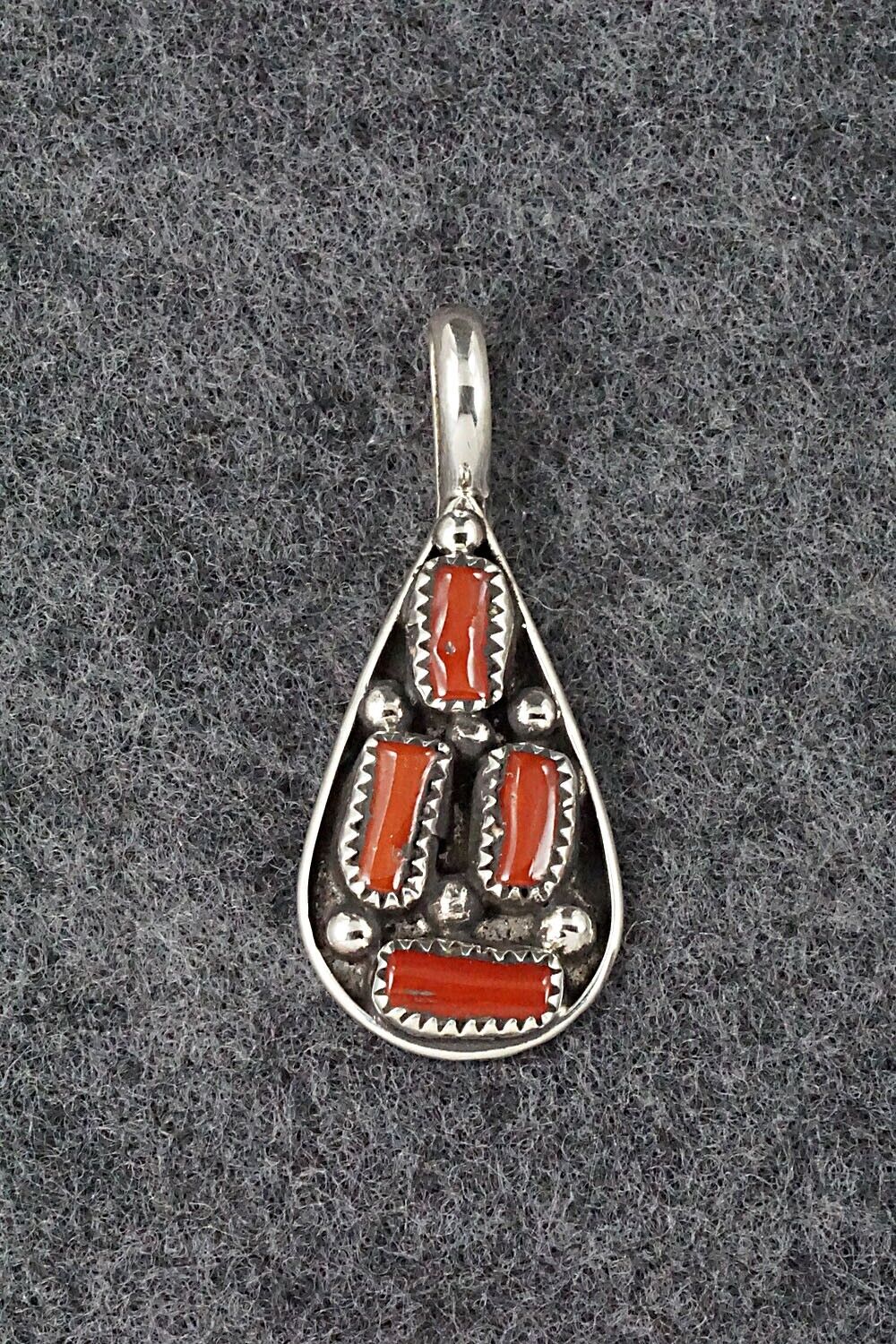 Coral & Sterling Silver Pendant - Priscilla Reeder