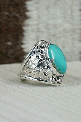 Navajo Turquoise and Sterling Silver Ring - Darrell Morgan - Size 11