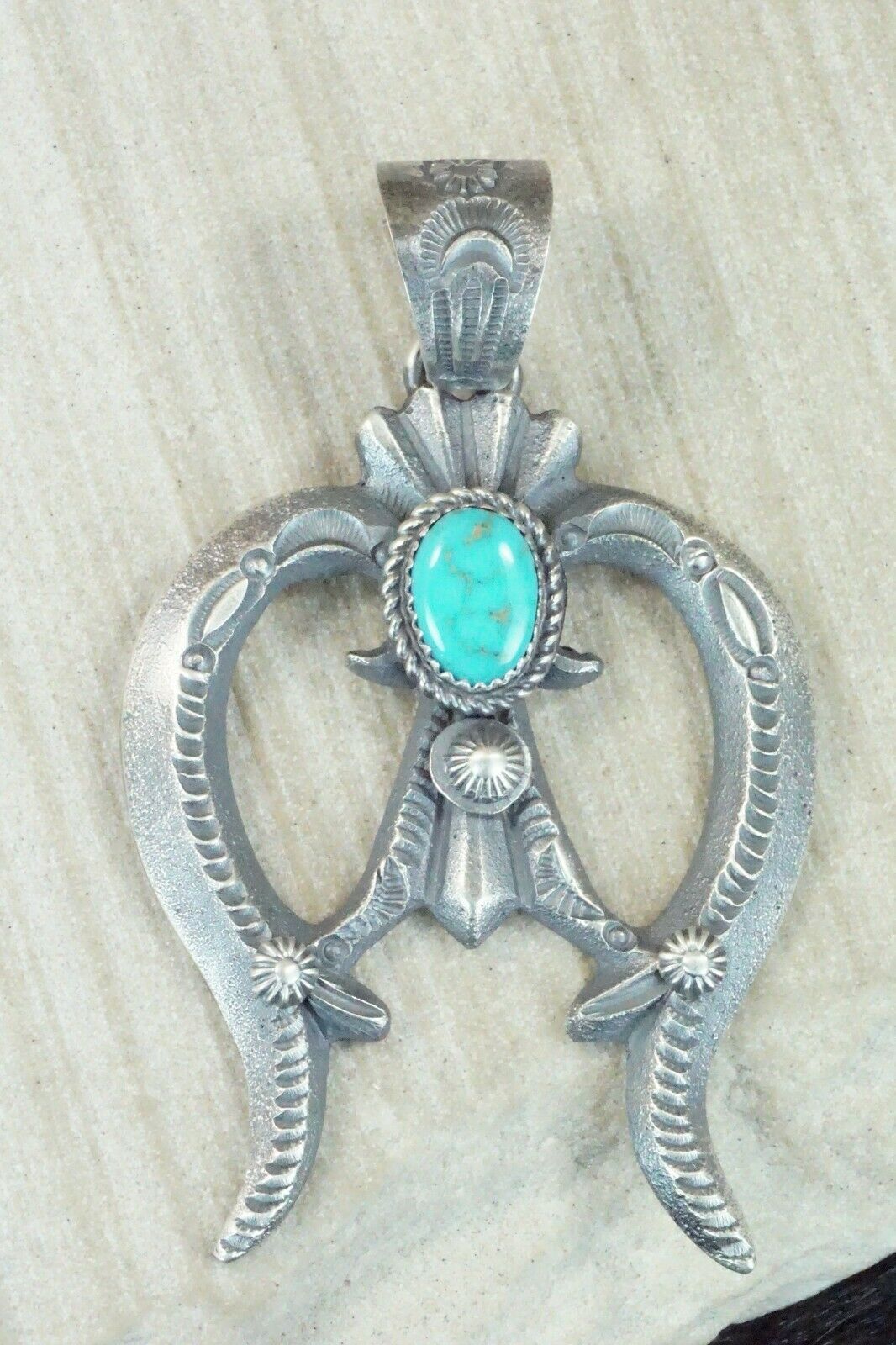 Turquoise and Sterling Silver Pendant - Eva & Linberg Billah - High Lonesome Trading