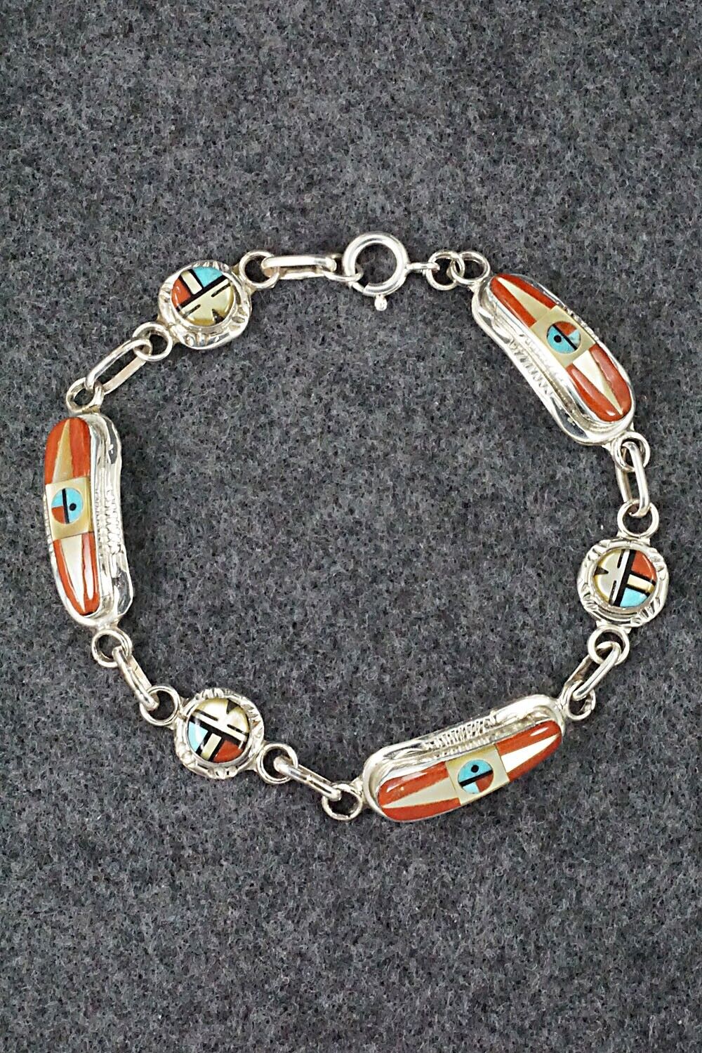 Multi Stone & Sterling Silver Link Bracelet - Patty Edaakie