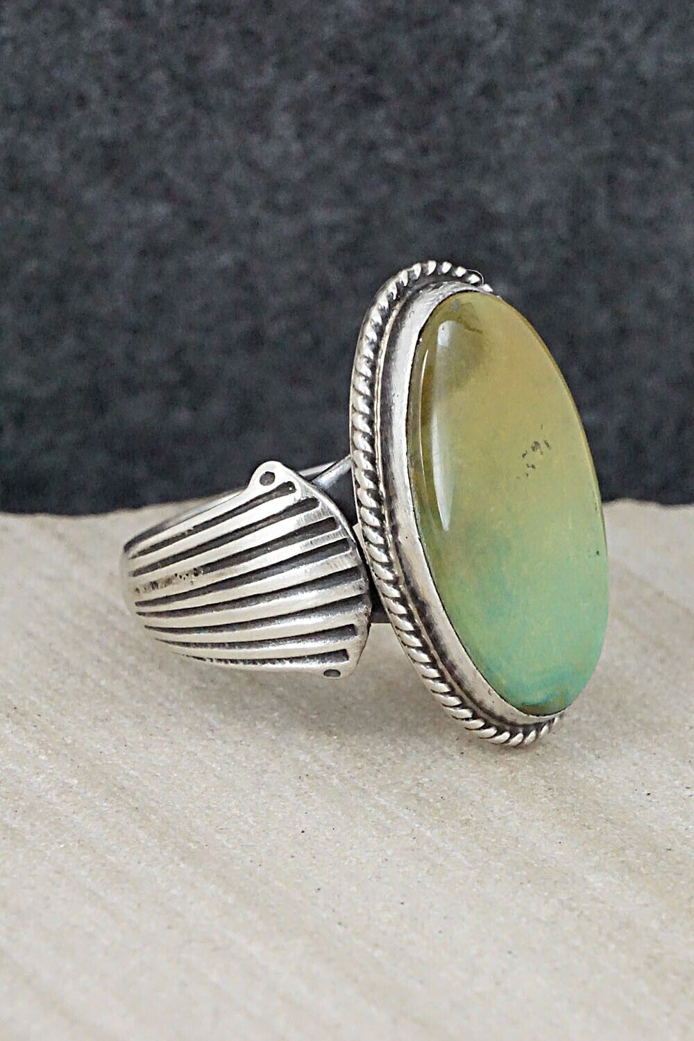Turquoise & Sterling Silver Ring - Bobby Platero - Size 12.75