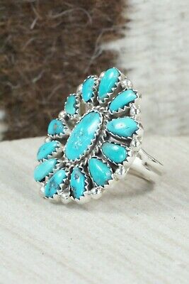 Turquoise and Sterling Silver Ring - Justina Wilson - Size 8