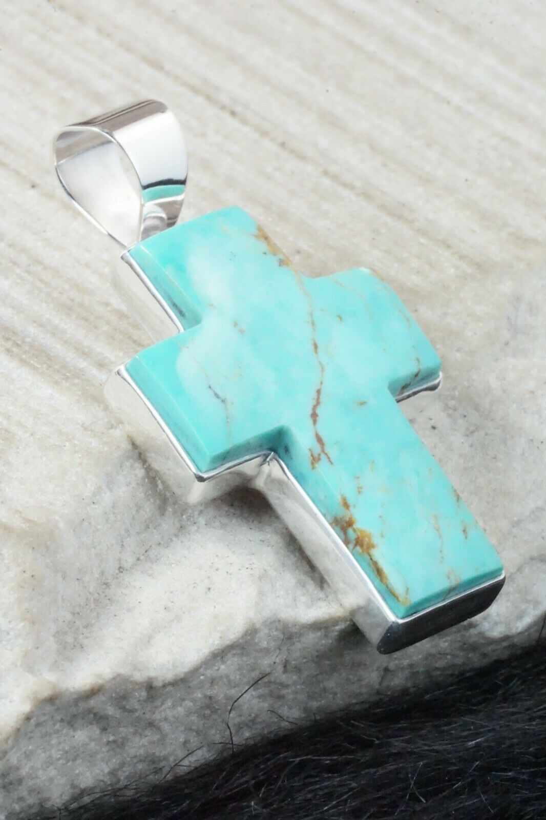 Turquoise & Sterling Silver Cross Pendant - Diane Wylie