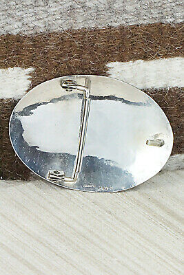 Turquoise Chip Inlay & Sterling Silver Belt Buckle - Raymond Begay