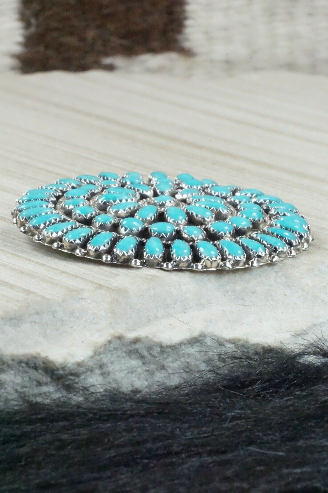 Turquoise & Sterling Silver Pendant/ Pin - Larry Begay