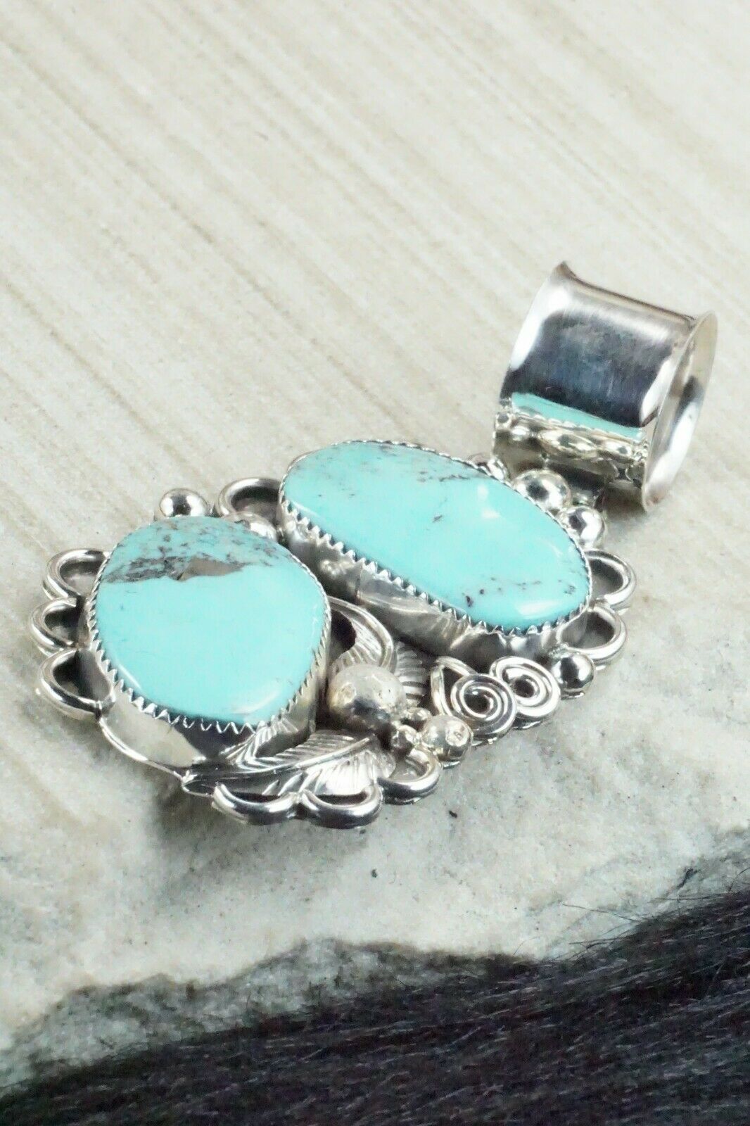 Turquoise and Sterling Silver Pendant - Shirley Largo