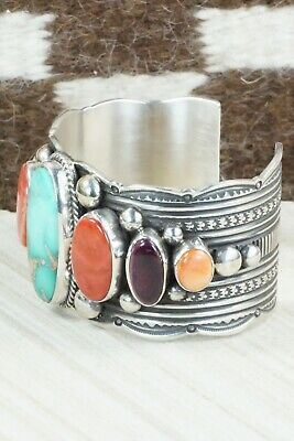 Spiny Oyster, Turquoise & Sterling Silver Bracelet - Guy Hoskie