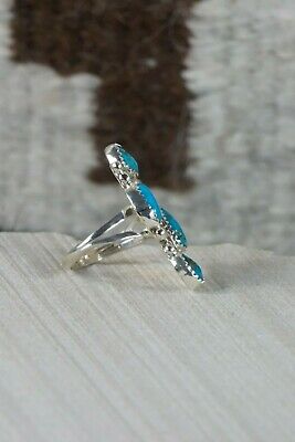 Navajo 4 Stone Turquoise and Sterling Silver Ring - Roberta Begay - 7.75 - High Lonesome Trading