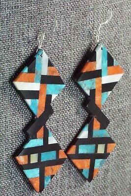 Multi Stone Inlay & Sterling Silver Earrings - Chaslyn Crespin