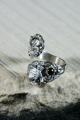 Navajo Onyx and Sterling Silver Ring - Mark Barney - Size 6.75 - High Lonesome Trading