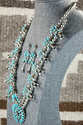 Zuni Turquoise & Sterling Silver Squash Blossom Set - Vie Bobelu