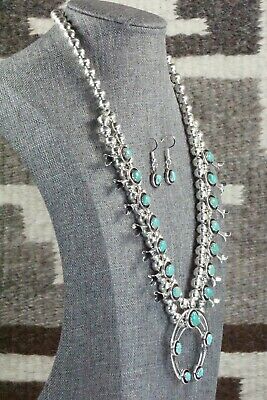 Turquoise & Sterling Silver Squash Blossom and Earrings - Phil Garcia