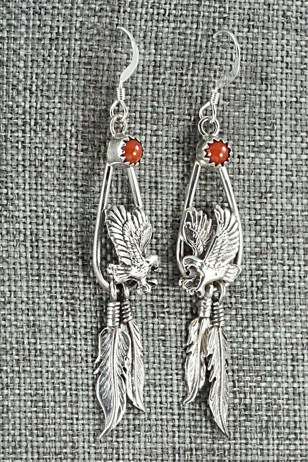 Coral & Sterling Silver Earrings - Elaine Shirley