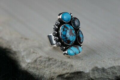 Navajo Turquoise & Sterling Silver Ring - Bea Tom - Size 7.5 - High Lonesome Trading