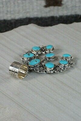 Navajo Turquoise and Sterling Silver Naja Pendant - Sarah Yazzie - High Lonesome Trading