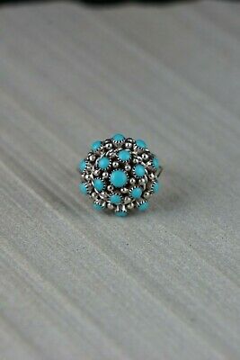 Zuni Turquoise and Sterling Silver Ring - Dickie Charlie - Size 6.75 - High Lonesome Trading