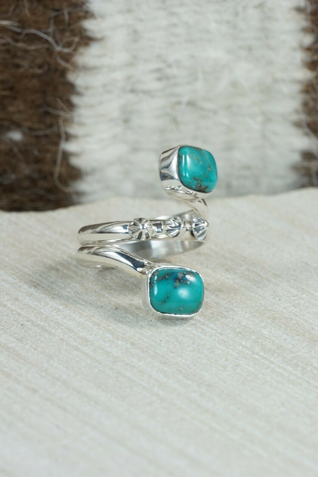 Navajo Turquoise and Sterling Silver Ring - Bobby Platero - 8
