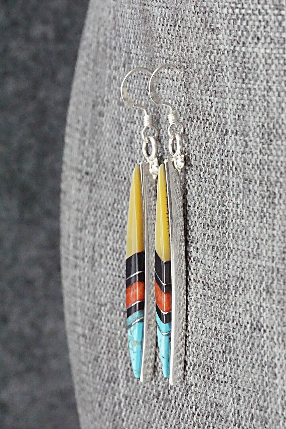 Multi Stone & Sterling Silver Inlay Earrings - Cleo Kallestewa