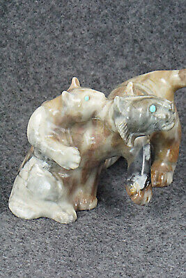 Bobcat & Mountain Lion Zuni Fetish Carving - Albert Eustace