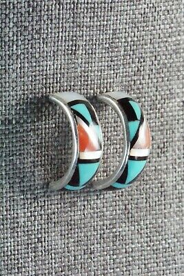 Multi Stone Inlay & Sterling Silver Earrings - Delberta Boone