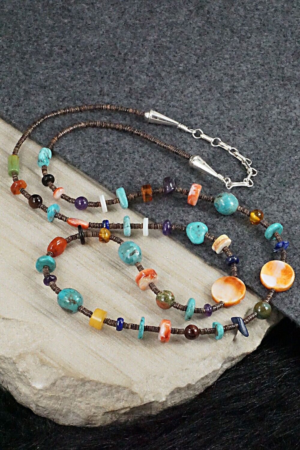 Multi Stone and Sterling Silver Necklace - Helen Tsosie