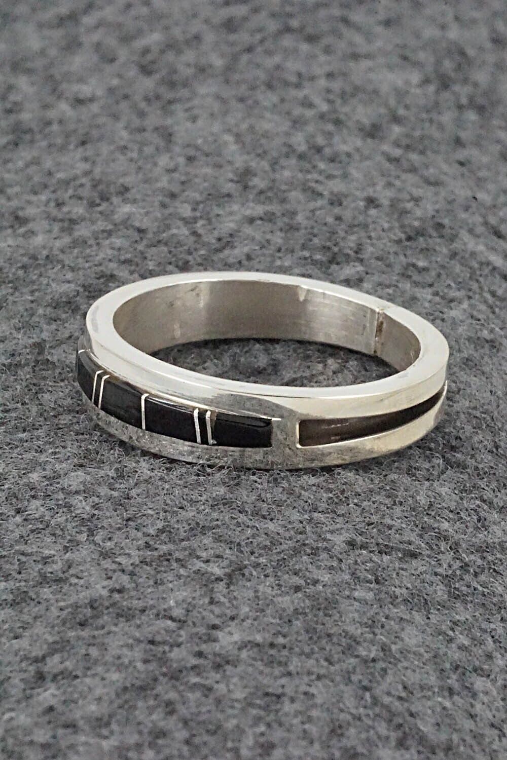 Onyx & Sterling Silver Inlay Ring - Wilbert Muskett Jr. - Size 14