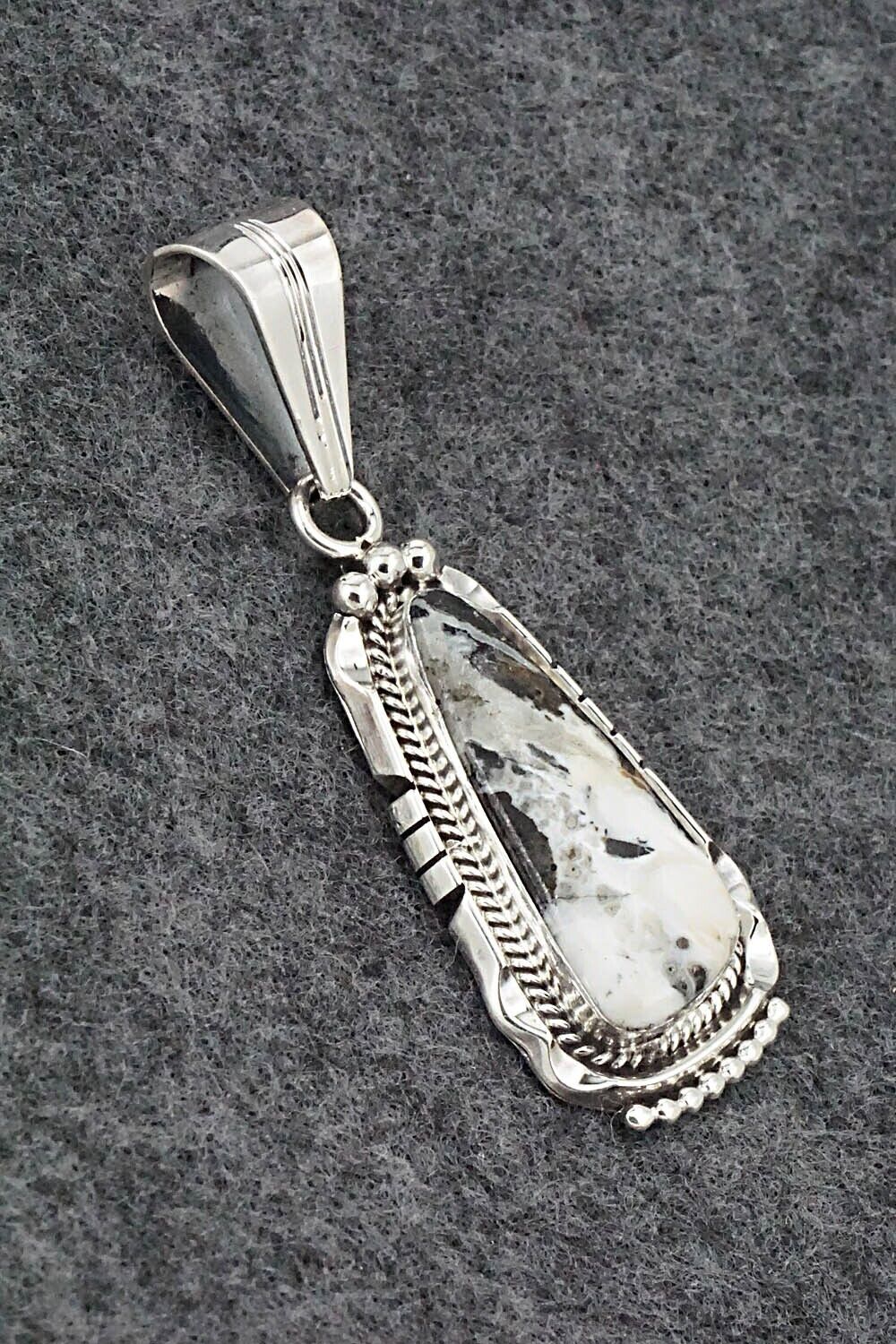 White Buffalo & Sterling Silver Pendant - Samuel Yellowhair