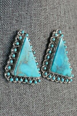 Zuni Turquoise & Sterling Silver Earrings - Jesse Johnson - High Lonesome Trading