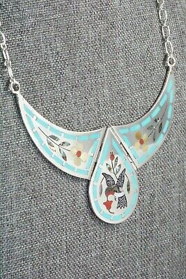 Inlay Turquoise, Abalone & Sterling Silver Necklace - Derrick Edaakie