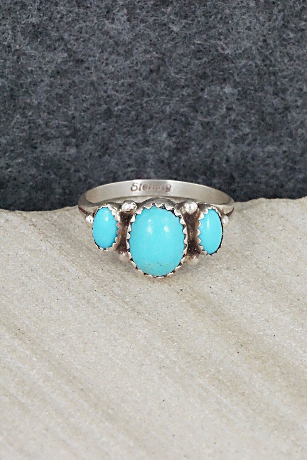 Turquoise & Sterling Silver Ring - Freda Martinez - Size 7.25
