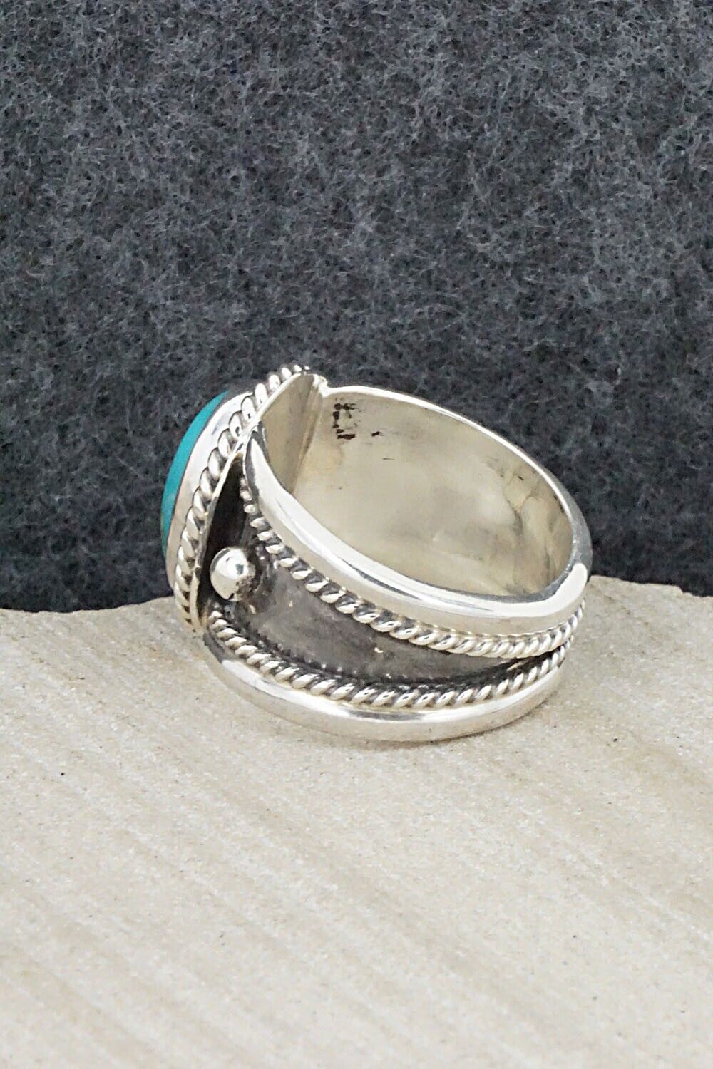 Turquoise & Sterling Silver Ring - Thomas Yazzie - Size 7.5