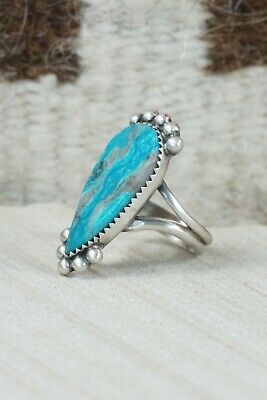 Navajo Turquoise and Sterling Silver Ring - Selina Warner - Size 7.75