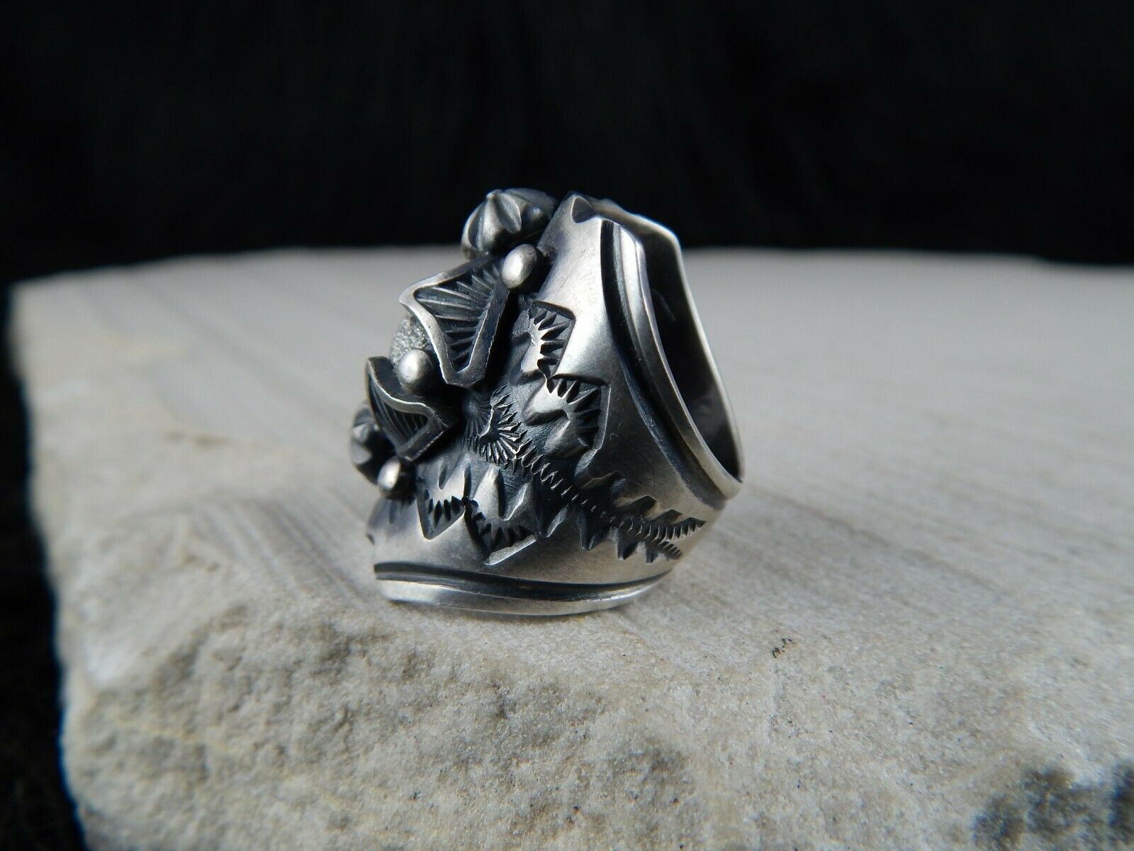 Navajo Sterling Silver Ring - Delbert Gordon - Native American - Size 7.5 - High Lonesome Trading