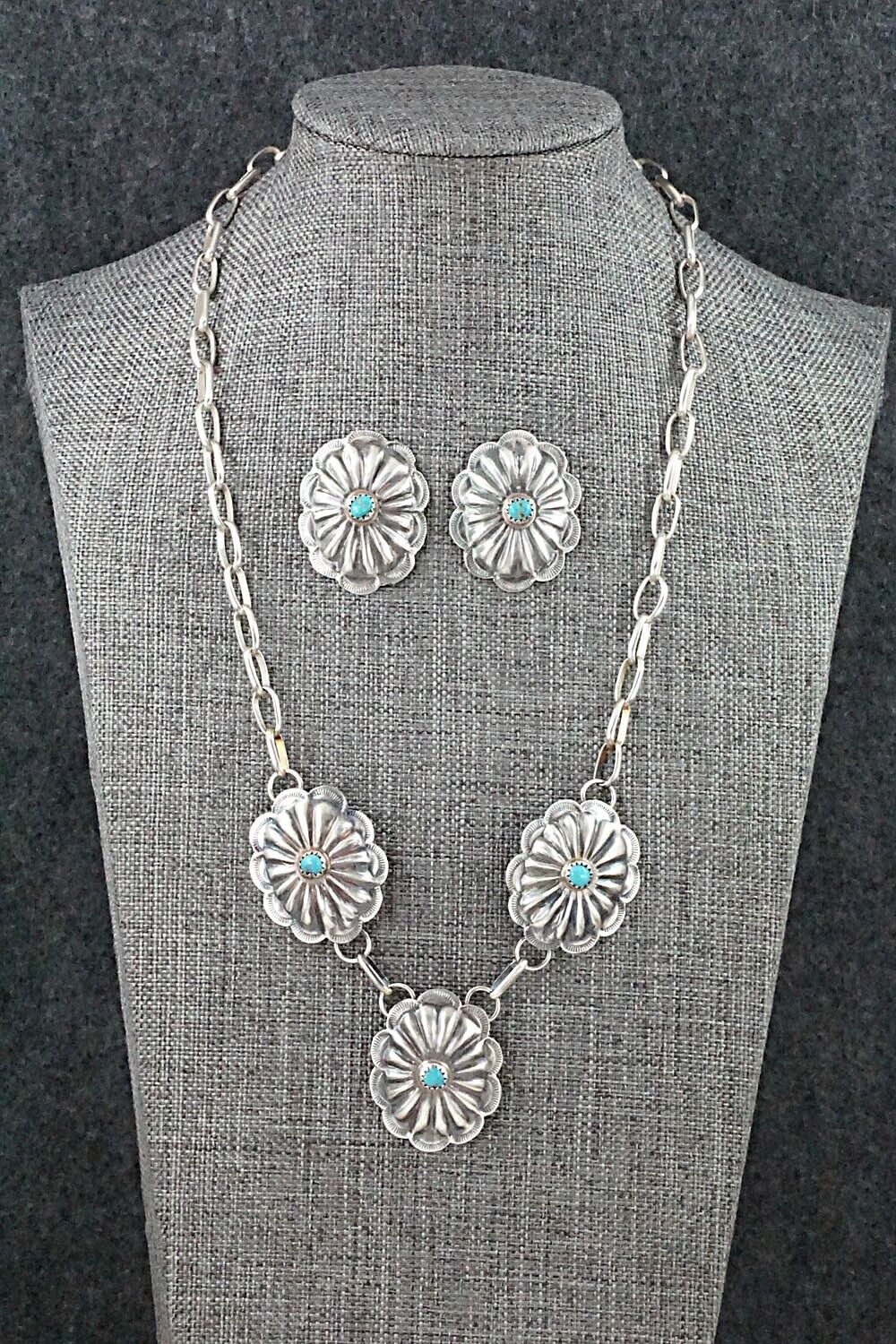 Turquoise & Sterling Silver Necklace and Earrings Set - Joan Begay